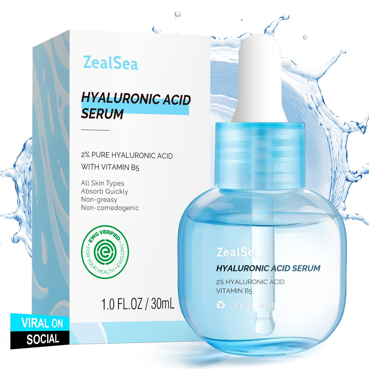 Zealsea 4D Hyaluronic Acid Face Serum | Deep Hydration Glow Serum 1oz