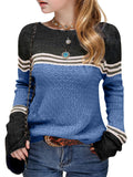 Seiciviy Girls Fall Sweaters Winter Long Sleeve Round Neck Color Block Striped Casual Loose Lightweight Spring Cozy Tops
